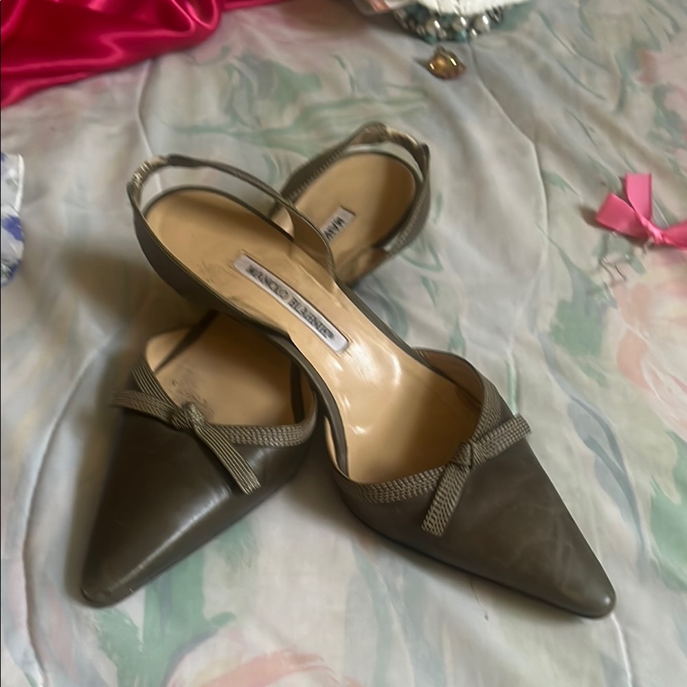Manolo Blahnik Green Flats with D'Orsay Elegance